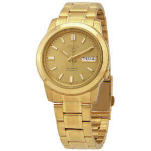 seiko 5 automatic gold dial yellow gold tone men's watch snkk20k1