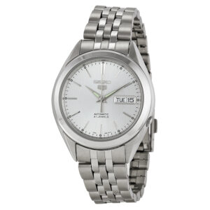 seiko 5 automatic silver dial men's watch snkl15