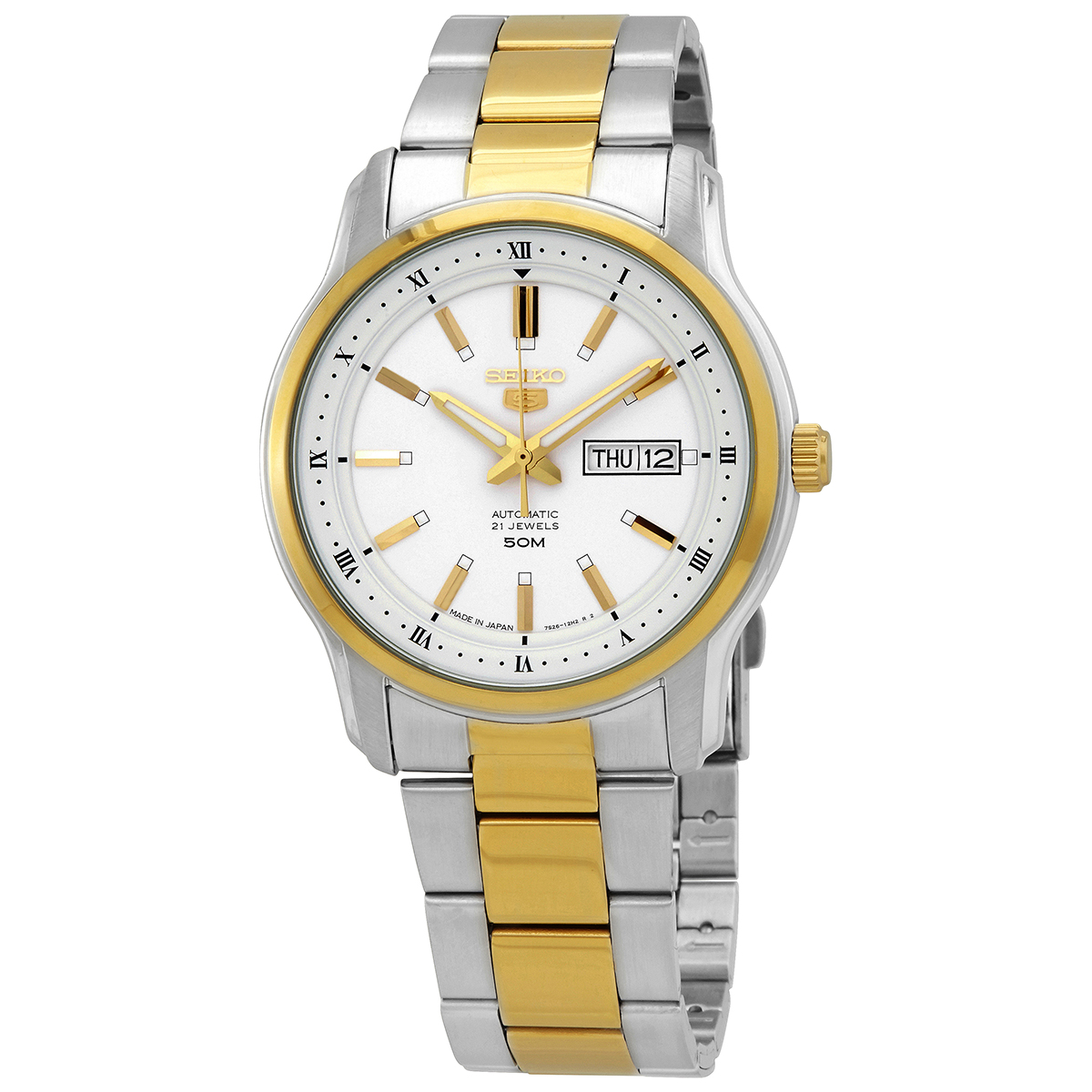seiko 5 automatic silver dial two tone men's watch snkp14j1 seiko 5 automatic silver dial two tone men's watch snkp14j1