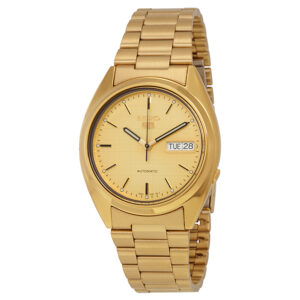 seiko 5 automatic champagne dial men's watch snxl72