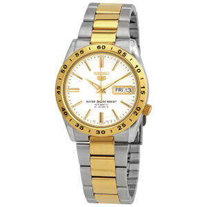 seiko automatic white dial two tone ladies watch snke04