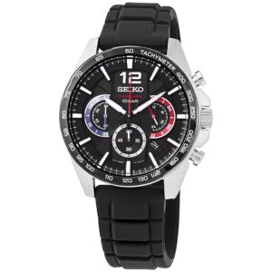 seiko essentials chronograph quartz black dial men's watch ssb347