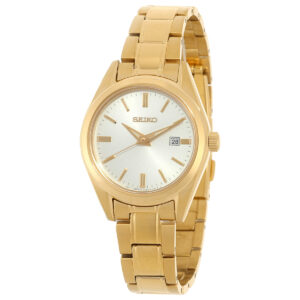 seiko essentials quartz silver dial ladies watch sur632