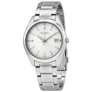 seiko essentials quartz silver dial men's watch sur307