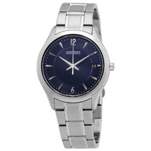 seiko essentials quartz blue dial stainless steel men's watch sur419