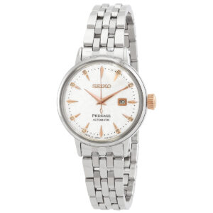 seiko presage cocktail automatic diamond white dial ladies watch sre009j1