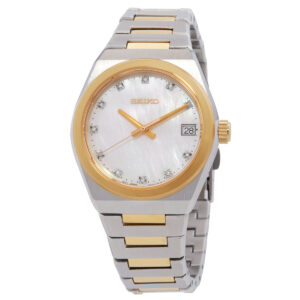 seiko quartz white mother of pearl dial ladies watch sur604p1