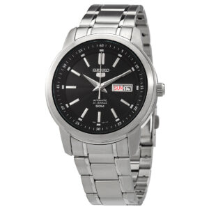 seiko 5 automatic black dial men's watch snkm87