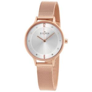 skagen anita silver dial rose gold tone ladies watch skw2151