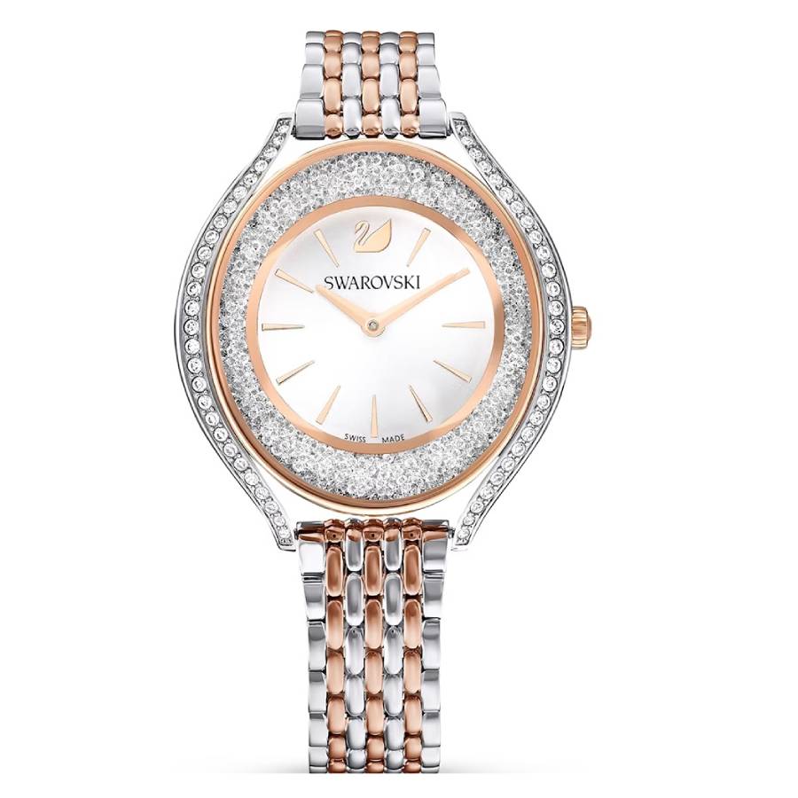 swarovski crystalline aura quartz white dial two tone ladies watch 5644075 swarovski crystalline aura quartz white dial two tone ladies watch 5644075