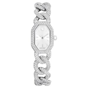 swarovski dextera chain quartz crystal silver dial watch 5668899