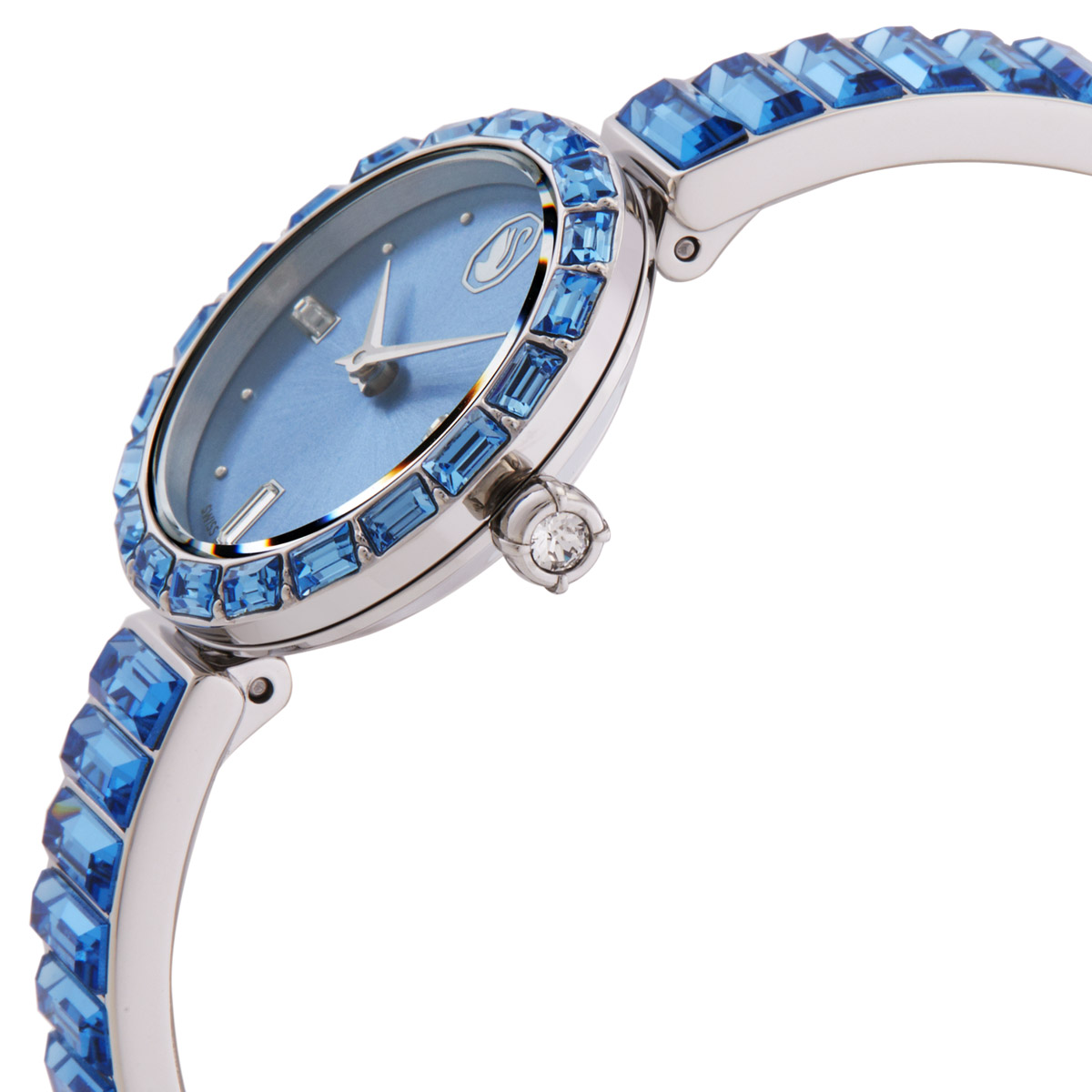 swarovski matrix bangle quartz crystal blue dial ladies watch 5730172 swarovski matrix bangle quartz crystal blue dial ladies watch 5730172