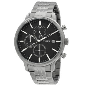 timex chicago chronograph quartz black dial men's watch tw2v01600