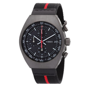 timex legacy tonneau chronograph quartz black dial men's watch tw2w50200