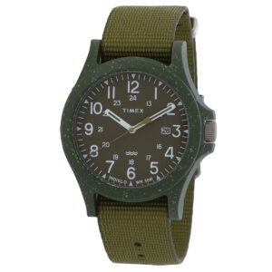 timex reclaim ocea quartz green dial men's watch tw2v96000