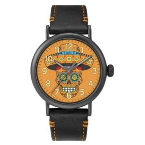 timex standard dia de los muerto quartz orange dial men's watch tw2v67700vq