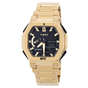 timex ufc colossus alarm world time quartz analog digital black dial men's watch tw2v84500