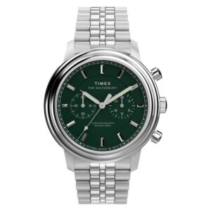timex waterbury metropolitan chronograph quartz green dial men's watch tw2y23600