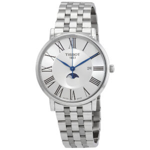 tissot carson moon phase quartz silver dial men's watch t1224231103300