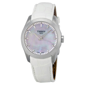 tissot couturier grande mother of pearl dial white leather ladies watch t0352461611100