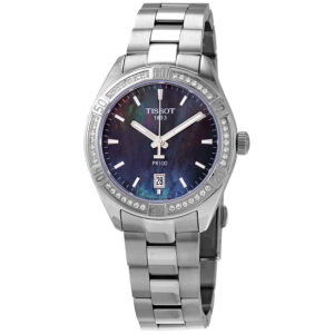 tissot pr 100 black mother of pearl dial ladies watch t101.910.61.121.00