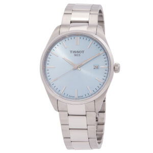 tissot pr 100 quartz ice blue dial men's watch t1504101135100