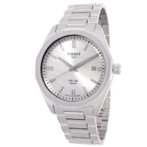 tissot prc quartz solar powered silver dial watch t1514221103100