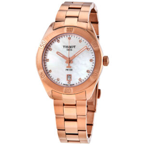 tissot t classic pr100 quartz diamond mother of pearl dial ladies watch t101.910.33.116.00