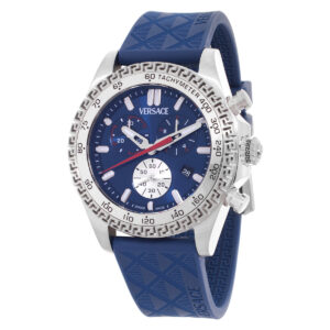 versace chronograph quartz blue dial men's watch ve9k00124