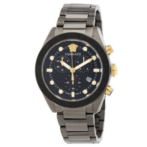 versace greca dome chronograph quartz black dial men's watch ve6k00623