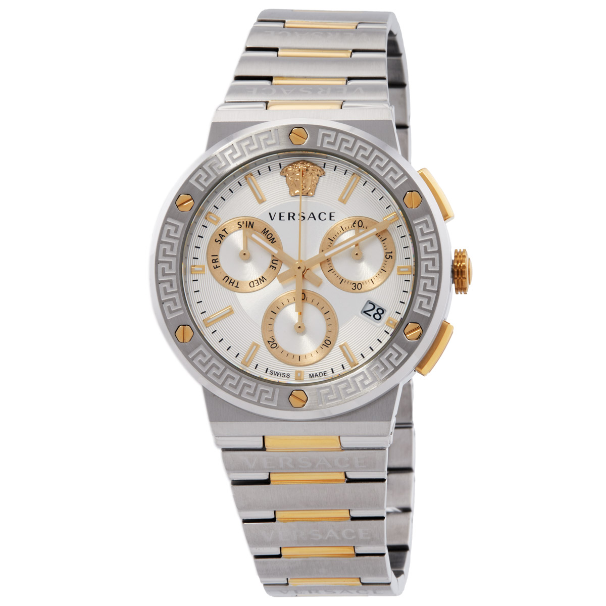 versace greca logo chronograph quartz silver dial men's watch vez900321 versace greca logo chronograph quartz silver dial men's watch vez900321