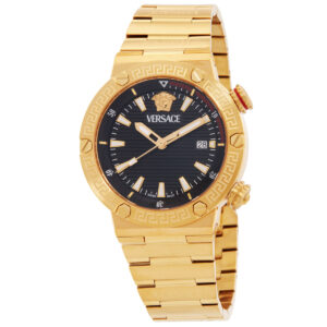 versace greca logo quartz black dial men's watch ve8g00624