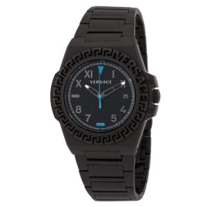 versace greca reaction quartz black dial men's watch ve3i00622