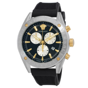 versace v chrono chronograph quartz black dial men's watch vehb00119