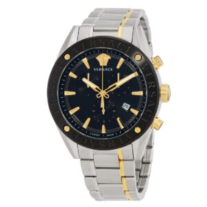 versace v chrono chronograph quartz black dial men's watch vehb00619