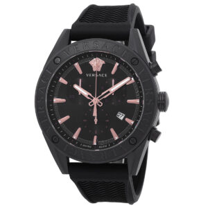 versace v chrono quartz black dial men's watch vehb00419