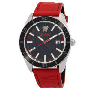 versace v dome quartz black dial men's watch ve8e00124