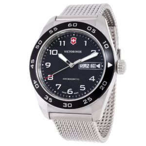 victorinox swiss army quartz black dial men's watch 242043