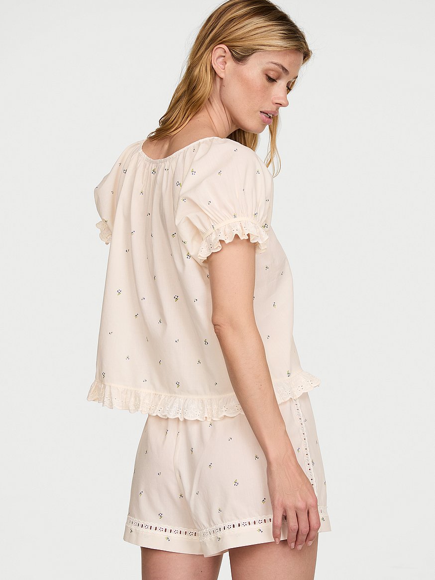 cotton dream puff sleeve short pajama set cotton dream puff sleeve short pajama set