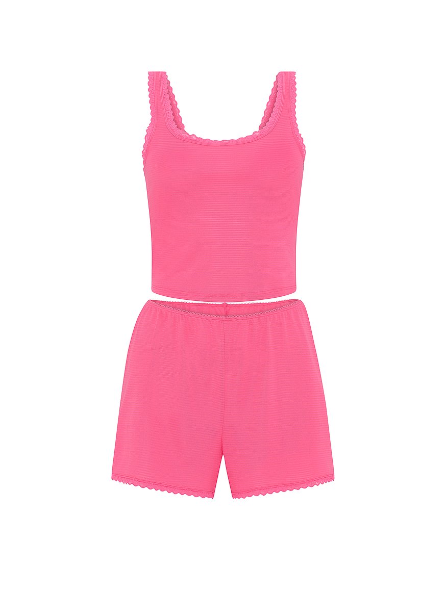cotton shadow stripe cropped tank & shorts set cotton shadow stripe cropped tank & shorts set
