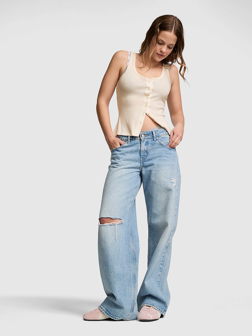 relaxed rib button down tank top relaxed rib button down tank top