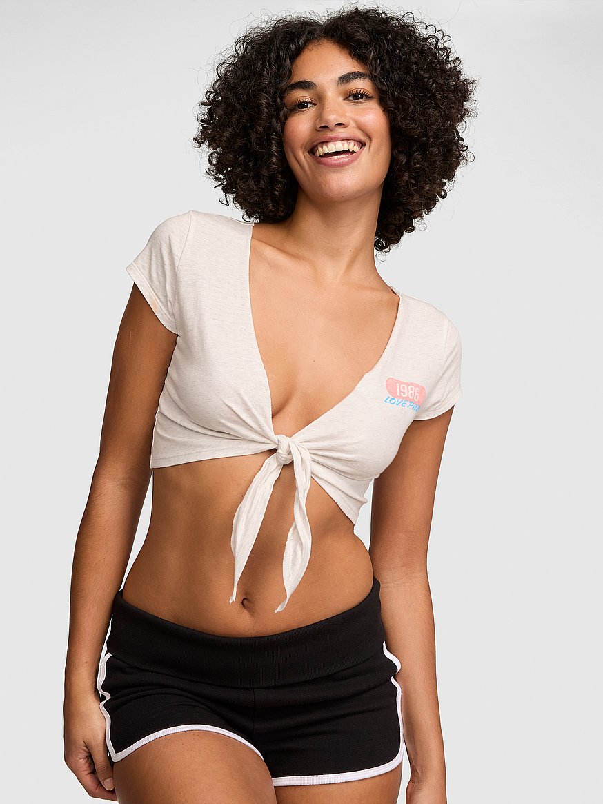 campus cotton™ front tie cropped top campus cotton™ front tie cropped top