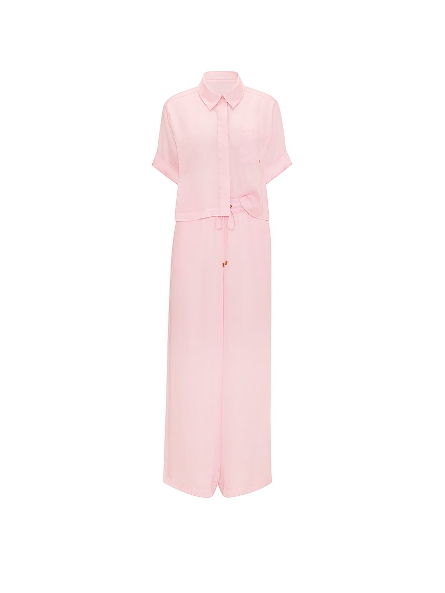 tencel™ oversized crop short sleeve long pajama set tencel™ oversized crop short sleeve long pajama set