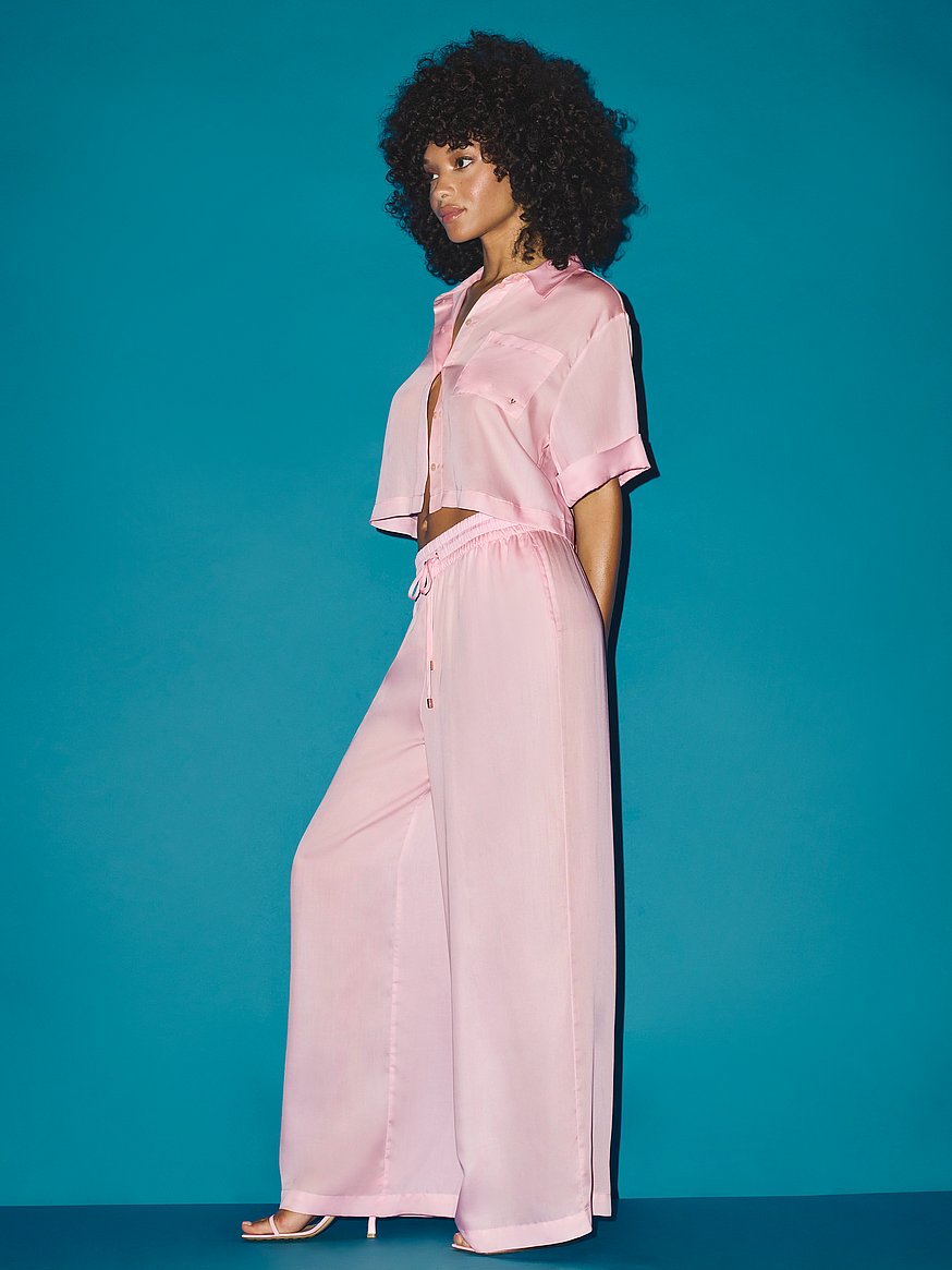 tencel™ oversized crop short sleeve long pajama set tencel™ oversized crop short sleeve long pajama set