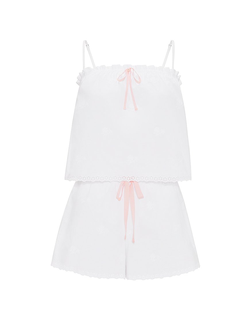 heritage cotton eyelet short pajama set heritage cotton eyelet short pajama set