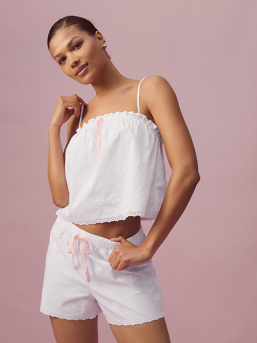 heritage cotton eyelet short pajama set heritage cotton eyelet short pajama set