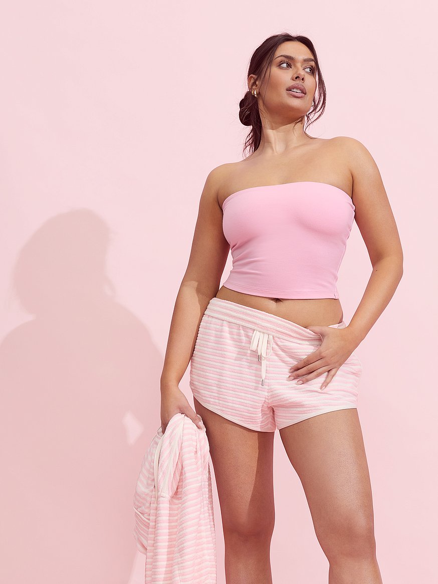 micro terry curved hem short micro terry curved hem short